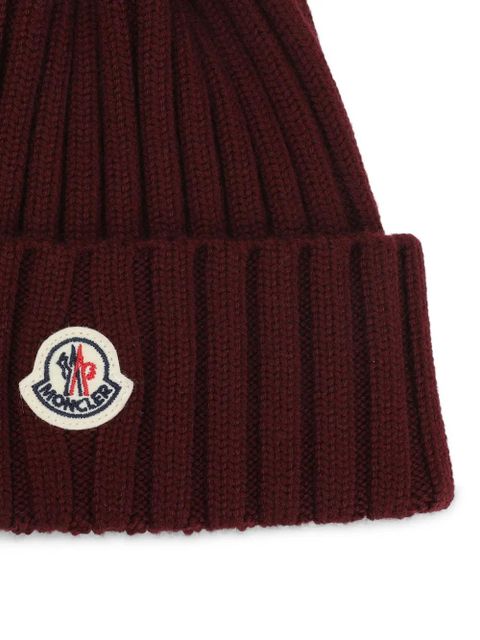 Moncler ribbed pompom-detail beanie - Red - zdjęcie produktu nr 2