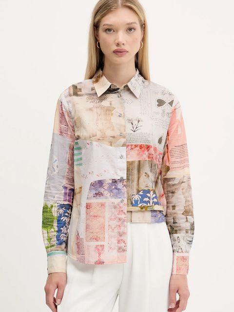 Desigual koszula bawełniana PHOTOPOST damska kolor multicolor regular z kołnierzykiem klasycznym 25WWCW18 - zdjęcie produktu nr 1