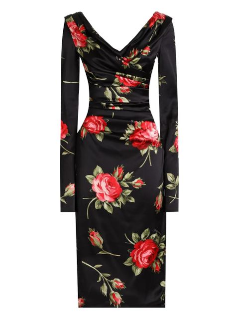Dolce & Gabbana floral long-sleeved midi dress - Black - zdjęcie produktu nr 1