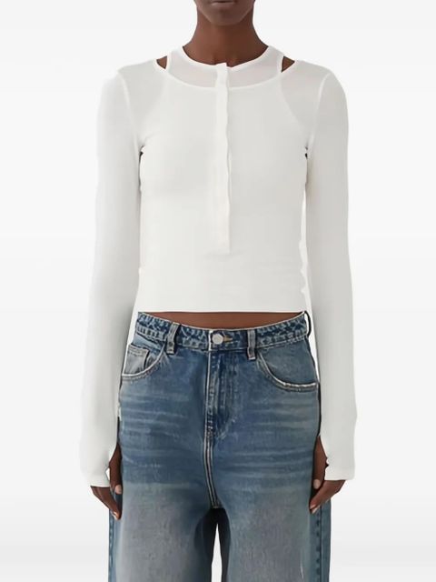 Eleh button ribbed top - White - zdjęcie produktu nr 2