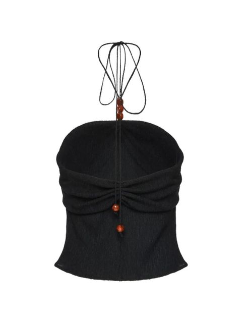 Magda Butrym beaded halterneck top - Black
