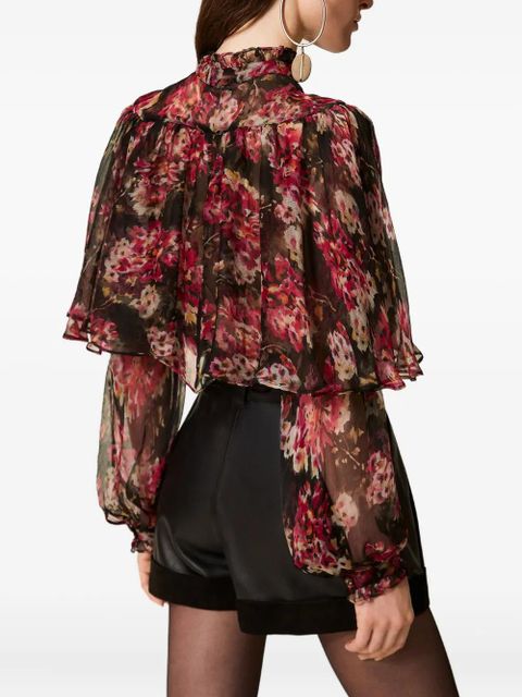 TWINSET floral ruffled tie-neck shirt - Pink