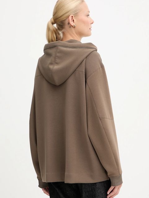 BOSS bluza damska kolor brązowy z kapturem gładka 50548731