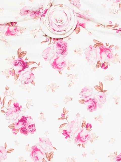 Magda Butrym floral-print rose-appliqué swimsuit - Neutrals
