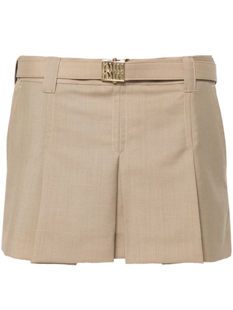 Miu Miu pleat mini skirt - Neutrals