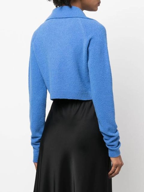 Nanushka spread-collar cropped cardigan - Blue
