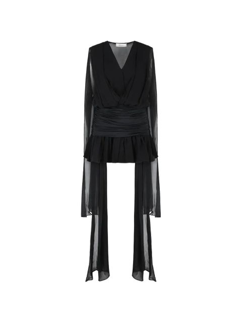 Blumarine draped V-neck mini dress - Black - zdjęcie produktu nr 1