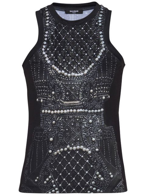Balmain embroidery-print tank top - Black - zdjęcie produktu nr 1