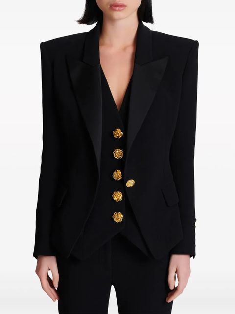 Balmain satin-lapel single-breasted blazer - Black