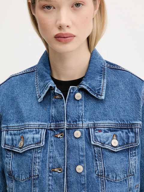 Tommy Jeans kurtka jeansowa kolor niebieski przejściowa DW0DW21414