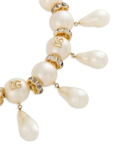 Dolce & Gabbana logo-embellished pearl necklace - Gold - zdjęcie produktu nr 2