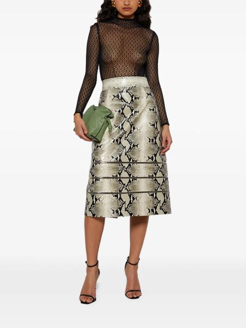 KHAITE Isla leather midi skirt - Neutrals - zdjęcie produktu nr 2