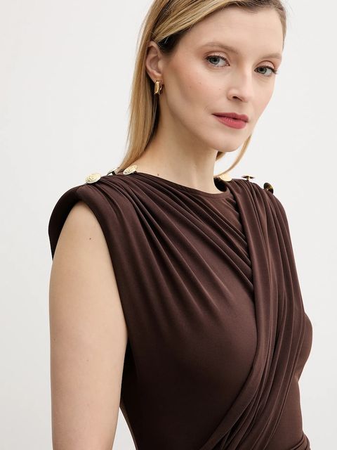 Answear.LAB sukienka kolor brązowy maxi prosta