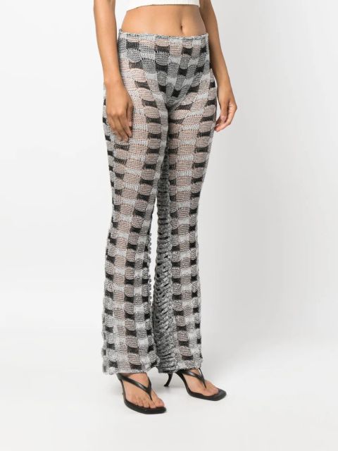 Isa Boulder check-pattern knit trousers - White