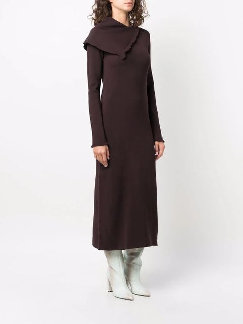 Jil Sander asymmetric collar maxi dress - Brown