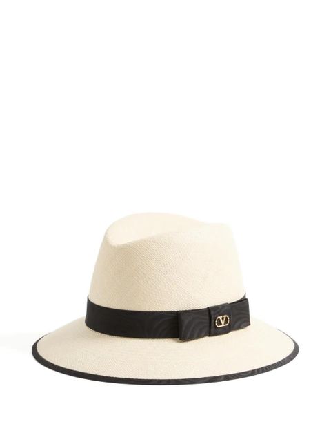 Valentino Garavani VLogo Signature straw hat with moiré ribbon - Neutrals