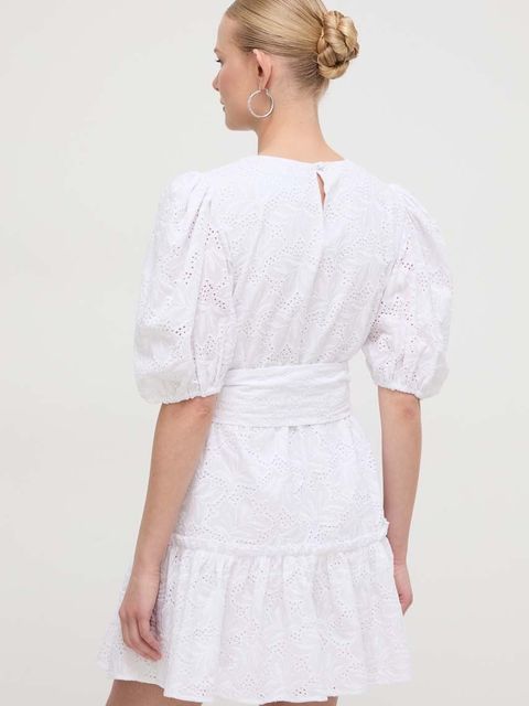 Silvian Heach sukienka bawełniana kolor biały mini rozkloszowana