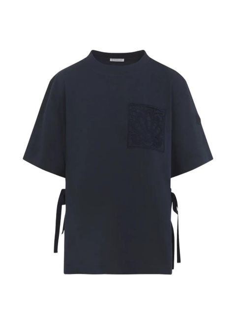 Moncler appliquéd tie-side T-shirt - Blue - zdjęcie produktu nr 1