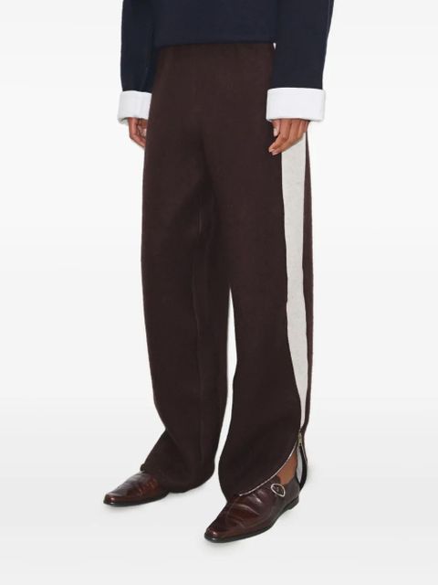 Tory Burch stripe zip japanese jersey trousers - Brown