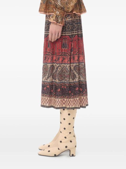 Valentino Garavani Voyage Imaginaire-print muslin midi skirt - Neutrals