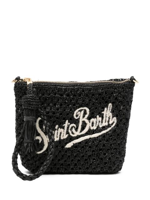 MC2 Saint Barth Raffia Pouch embroidered-logo clutch bag - Black - zdjęcie produktu nr 1
