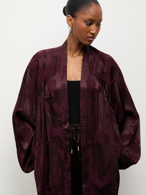 Answear.LAB marynarka kolor bordowy niezapinana wzorzysta - zdjęcie produktu nr 1