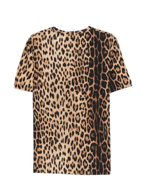 Moschino leopard-print logo-print T-shirt - Neutrals