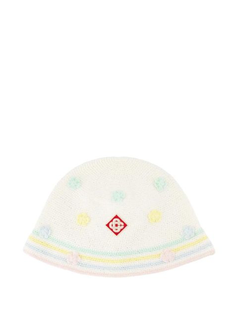 Casablanca embellished crochet hat - White