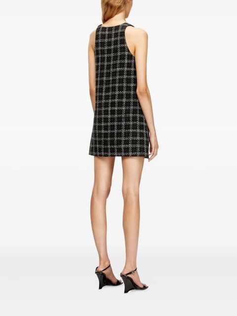 Diesel checked V-neck mini dress - Black