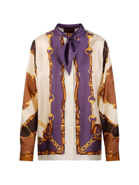 Gucci printed silk till shirt - Neutrals - zdjęcie produktu nr 1