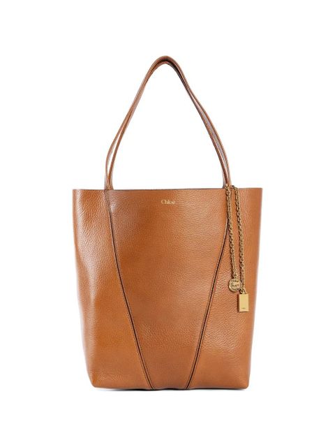 Chloé Spin leather tote bag - Brown - zdjęcie produktu nr 1