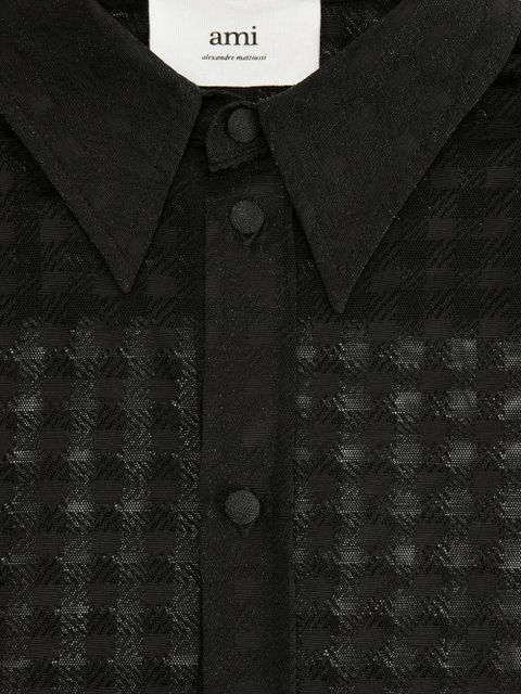 AMI Paris semi-sheer long-sleeve shirt - Black