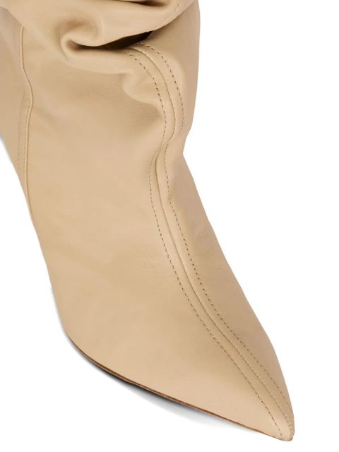 Balmain ruched smooth leather ankle boots - Neutrals
