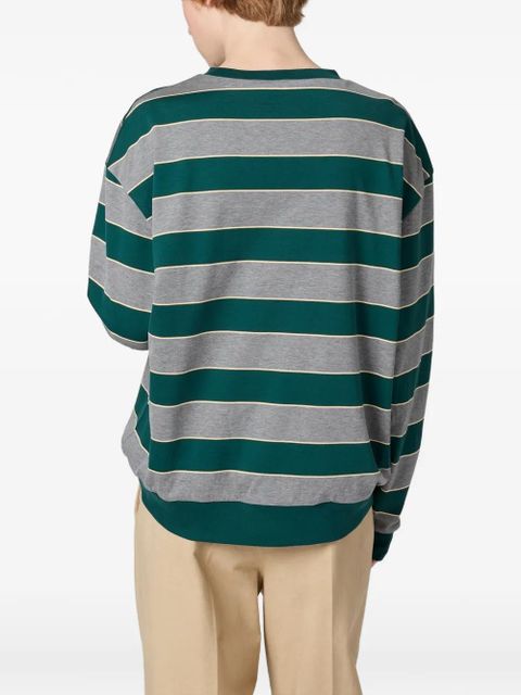 Miu Miu striped logo-patch sweatshirt - Green