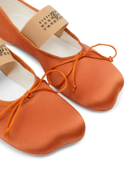 MM6 Maison Margiela Anatomic Numeric bow-detail ballerina flats - Orange