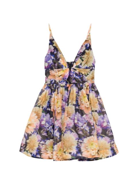 ZIMMERMANN floral-print V-neck mini dress - Purple - zdjęcie produktu nr 1