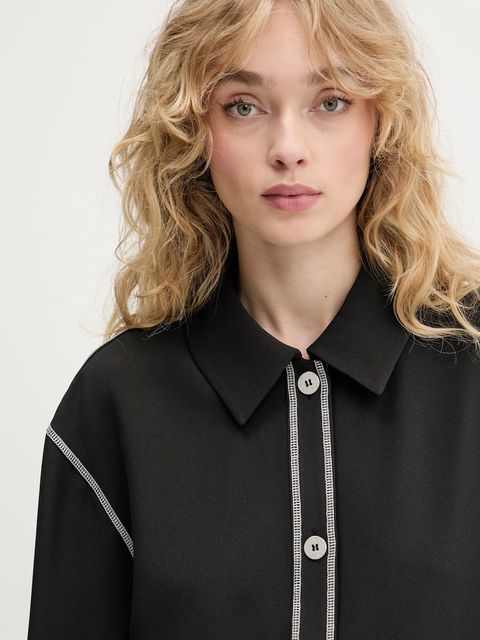 Stine Goya koszula damska kolor czarny regular z kołnierzykiem klasycznym SG-PF25-S029-2369