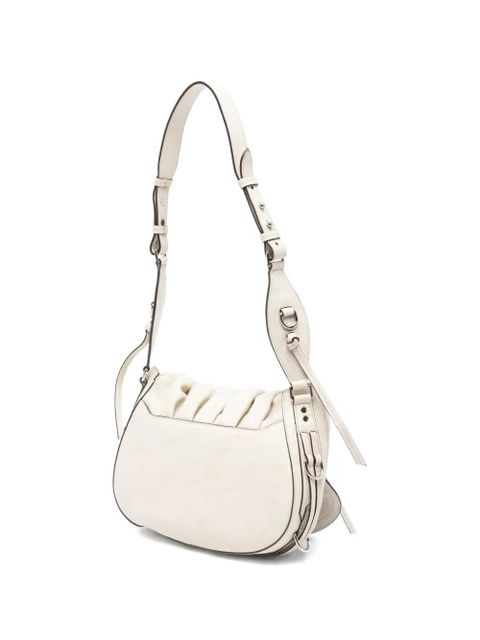ISABEL MARANT Bolton ruched bead-embellished shoulder bag - Neutrals