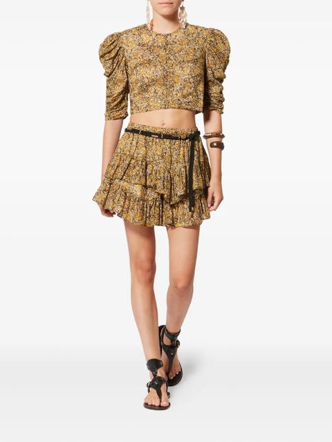 MARANT ÉTOILE Jocadia ruffled shorts - Brown