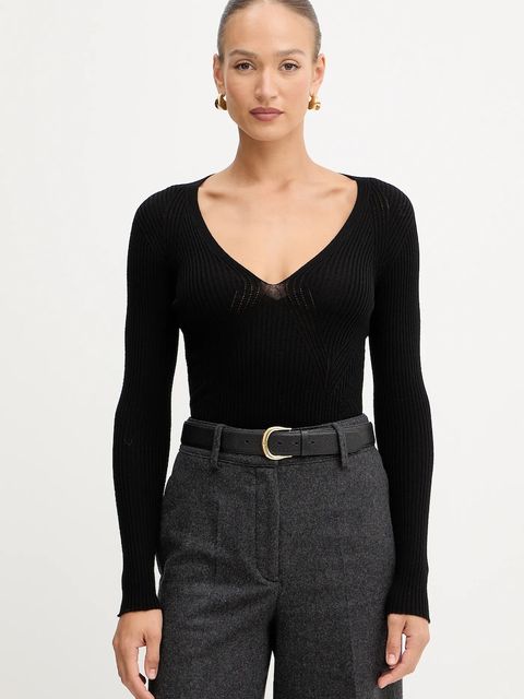 Twinset sweter wełniany damski kolor czarny lekki 252TT3110 - zdjęcie produktu nr 1