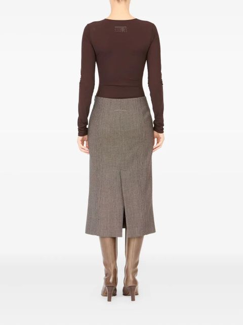 MM6 Maison Margiela rear-slit midi skirt - Brown - zdjęcie produktu nr 2