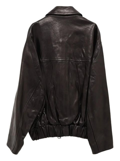 KHAITE ruched-hem lambskin jacket - Black - zdjęcie produktu nr 2