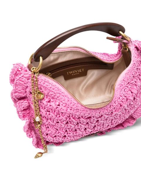 TWINSET ruffled woven tote bag - Pink