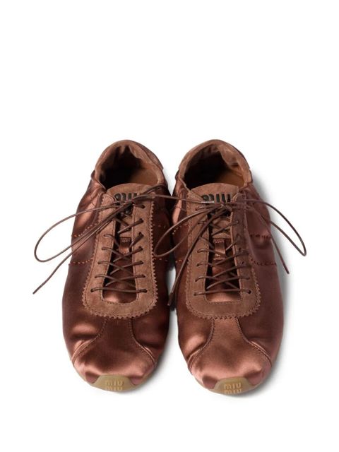 Miu Miu Plume lace-up fastening sneakers - Brown