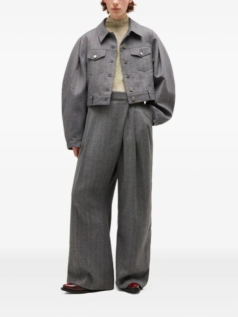 GANNI pinstripe puff-sleeve jacket - Grey - zdjęcie produktu nr 2