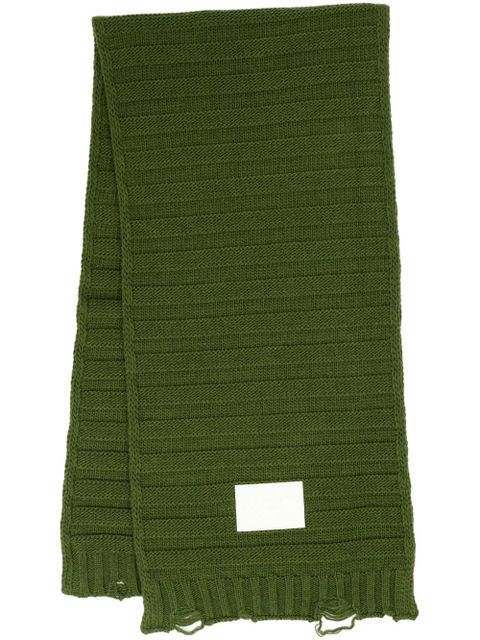 MM6 Maison Margiela logo-print knitted scarf - Green - zdjęcie produktu nr 1