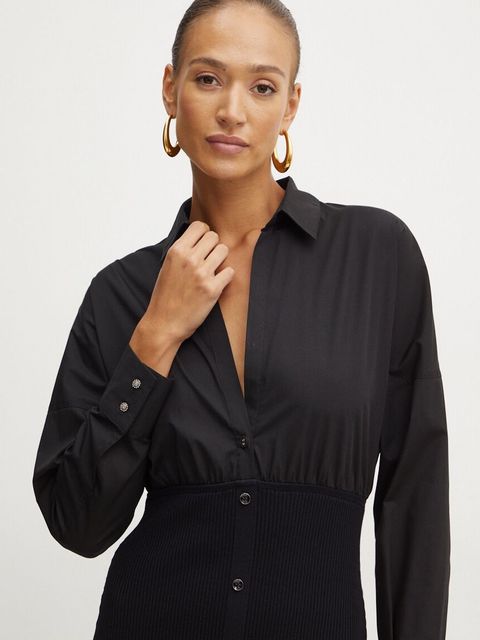 Liu Jo sukienka kolor czarny mini oversize WF4073 MA05P