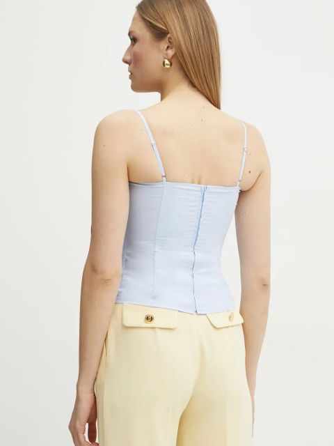 Marella bluzka bawełniana ELLENO damska kolor niebieski gładka 2513161031200