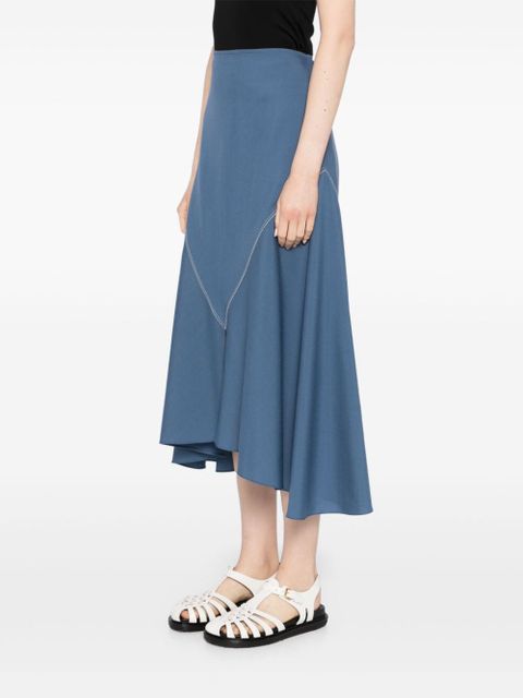 Marni asymmetric wool midi skirt - Blue