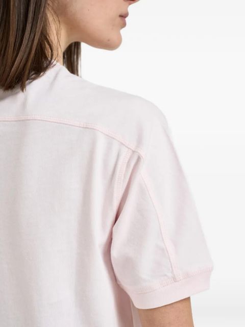 ANINE BING logo-print crest-embroidered T-shirt - Pink